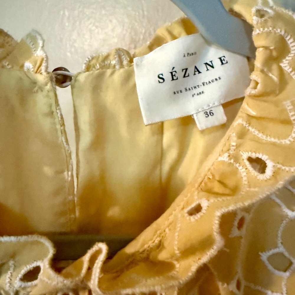 Sézane Yellow Zendaya Eyelet Midi Dress - Picture 6 of 8